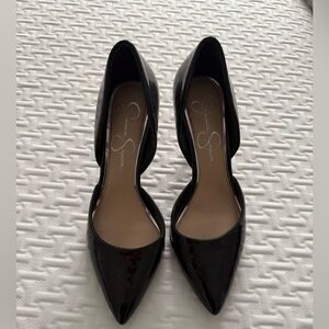 Jessica Simpson Black Glossy Faux Leather Heels Women Size 6